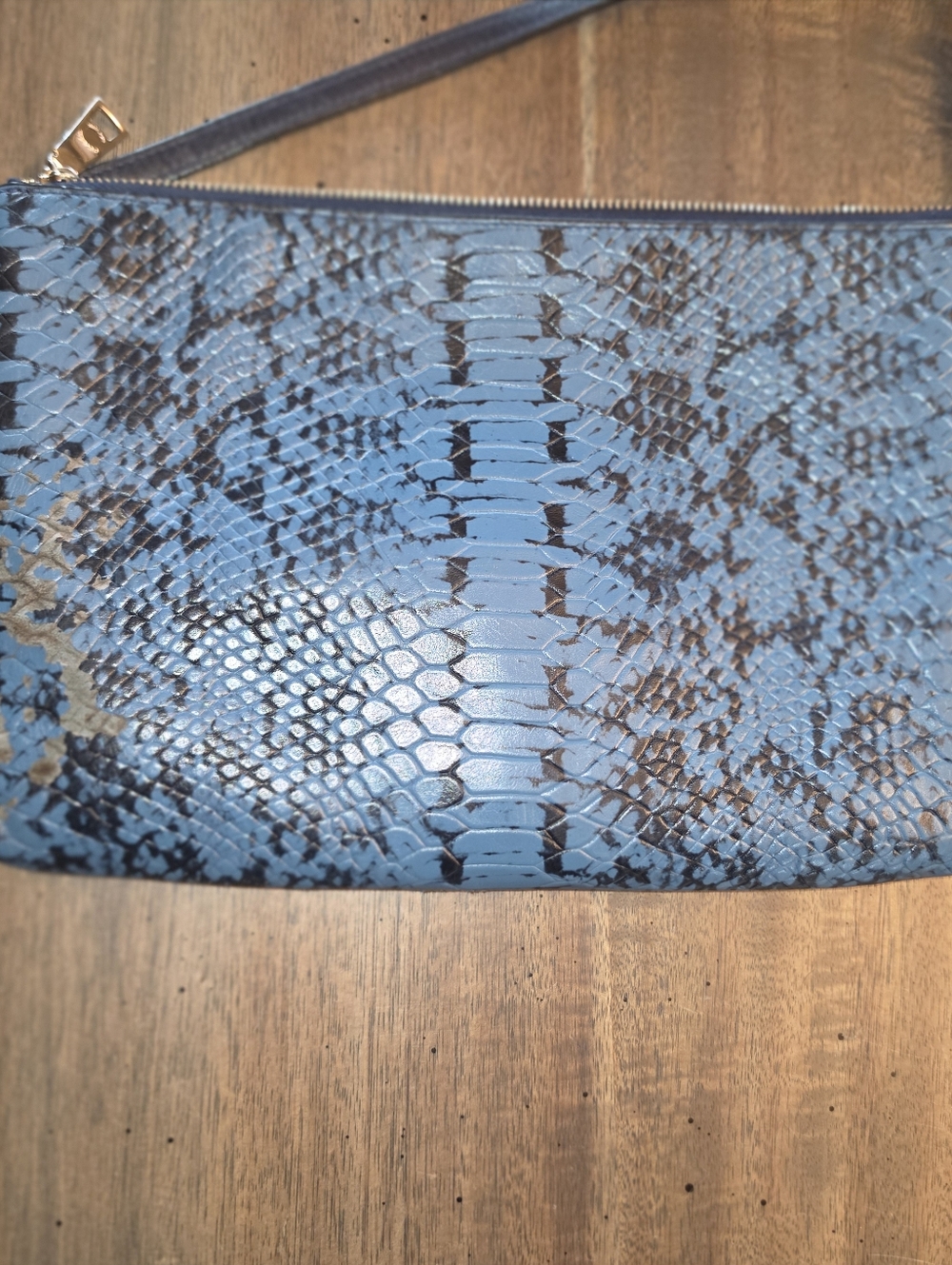Coach Two Tone Blue Python Embossed Leather Crossbody - Picture 5 of 15